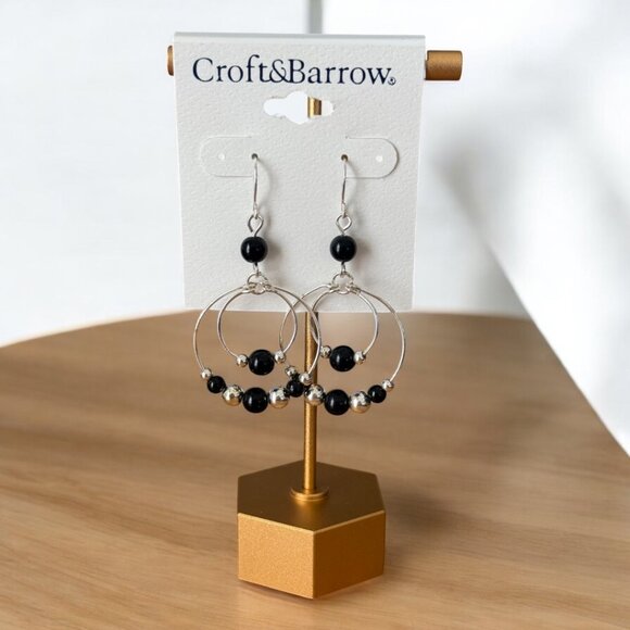 croft & barrow Jewelry - 🆑Croft & Barrow Black and Silver Bead Dangle Earrings